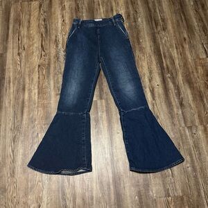 Frame Flounce Jeans Women's 25 Side Zip Button Flare in Delavan Wash Denim